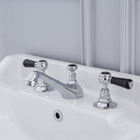 Robinet de lavabo de luxe de style traditionnel à 3 trous en laiton massif avec double poignée et siphon en laiton, à poser sur comptoir, 8 pouces de large