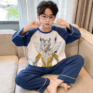 Pyjamas personnalisés à motifs pour garçons adolescents, nouveau modèle 2026, vêtements d'intérieur en pur coton à manches longues pour enfants printemps-automne - Product Image 4