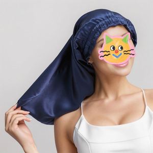 Bonnet de nuit en satin pour femme avec bande élastique, turban long en soie, foulard pour cheveux, cadeau idéal pour dormir - Product Image 1