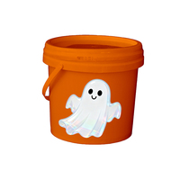 Grosir bundar labu Halloween Logo khusus anak ember makanan kelas 1-5 liter bulat putih plastik permen susu untuk makanan