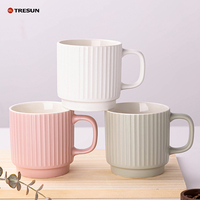Nordischer Stil Makronen-Bonbonfarben Niedliche Latte Cappuccino Kakao Steinzeug Keramik 11 oz Blei- und Cadmiumfreie Spülmaschinen- und Mikrowellenfeste Tassen