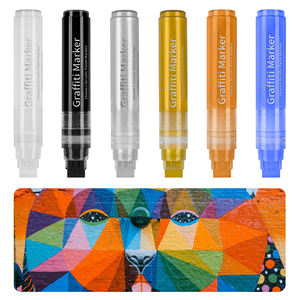 Marqueurs de graffiti noir/blanc/or/argent, marqueurs de peinture acrylique jumbo 15 mm à pointe <span class=keywords><strong>feutre</strong></span>, stylos de peinture acrylique à base d'eau - Product Image 6