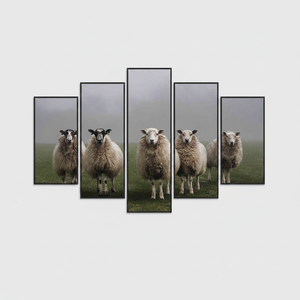 Printed Canvas: Elegant Sheep Photo Art in Farmhouse <b>Black</b> <b>Frame</b>,SET OF 5 MIX CANVAS - Product Image 2