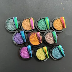 Poudre de Pigment caméléon chromé pour ongles Aurora à trois couleurs changeantes