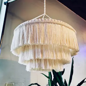 Boho बड़े प्रकाश कपास घर सजावट छत लटकन फ्रिंज किनारी दीपक Lampshade झाड़