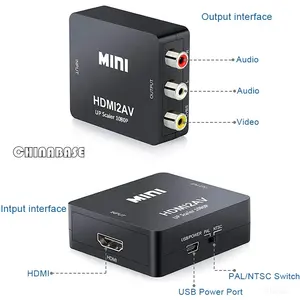 Adaptador de hdmi para av 1080p, mini hdmi para 3rca cvbs, adaptador de áudio e vídeo composto para tv/ps3/vhs/vcr/dvd/pc/blu-ray dvd