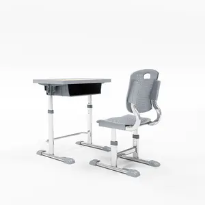 Muebles escolares Juego de mesa y sillas escolares de un solo asiento Escritorio y silla ajustables