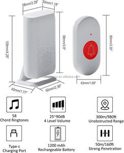 IP68 étanche bouton d'appel Rechargeable <span class=keywords><strong>Portable</strong></span> récepteur système d'appel sans fil soignant téléavertisseur cloche pour les infirmières âgées à domicile - Product Image 5