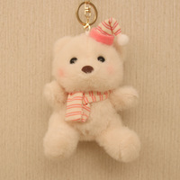 Ours en peluche de 16 cm en coton PP super doux, avec écharpe et bonnet de sommeil, poupée à attraper pour machine, porte-clés, pendentif mignon pour sac à dos et vêtements