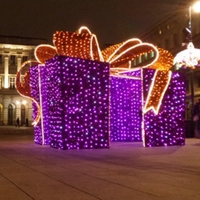 Commercial Outdoor Christmas Yard Decoration Illuminated LED 3D Gift Box Motif Lights