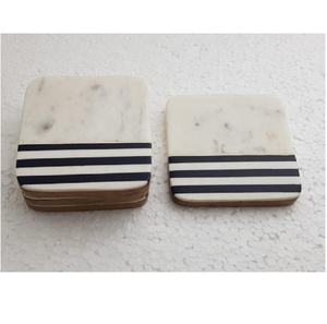 Sous-verre carré incrusté d'agate de marbre gris foncé pour décoration de Table pour hôtel, maison et Restaurant - Product Image 5