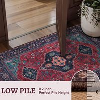 Tapis d'appoint vintage bohème oriental vieilli, grand format, bordeaux marine, lavable, antidérapant, pour salon, chambre à coucher, décoration de chevet