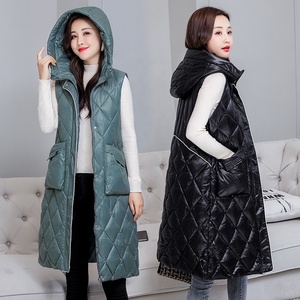 Chaleco largo negro para <span class=keywords><strong>mujer</strong></span>, chaqueta con capucha, Abrigo acolchado con cremallera, chaleco <span class=keywords><strong>sin</strong></span> mangas con burbujas, Parka, prendas de vestir, chaleco <span class=keywords><strong>sin</strong></span> mangas, chaqueta - Product Image 6