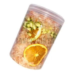 Fruchtige Himalaya-Badesalze Kräuter kristall Natürliche Orange Jasmin Bitter salz Salz aus dem Toten Meer Plastik glas Fuß einweichen