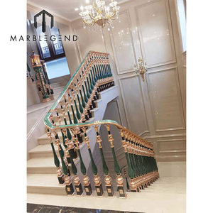 호화스러운 원석 계단 방책 별장 장식을 위한 왕 banister 금 색깔 금관 악기 손잡이지주 - Product Image 3