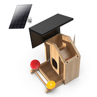 Mangeoire intelligente en bois naturel AI identifie plus de 10000 oiseaux et détection de mouvement Observation des oiseaux en temps réel alimentée par un panneau solaire
