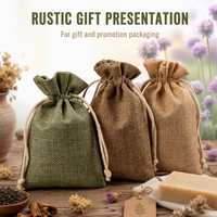 Emballage de toile de jute taille personnalisée sacs à cordon en chanvre naturel pochette en lin cadeau en toile de jute pour l'emballage d'épices à thé