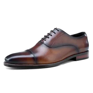 Zapatos de vestir cómodos para hombre, calzado Formal de cuero, color negro, café y marrón, novedad