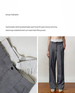 <span class=keywords><strong>Pantaloni</strong></span> dritti a vita doppia in <span class=keywords><strong>lana</strong></span> larga vecchi soldi <span class=keywords><strong>pantaloni</strong></span> Casual da <span class=keywords><strong>donna</strong></span> a vita alta <span class=keywords><strong>pantaloni</strong></span> rilassati sul posto di lavoro - Product Image 4