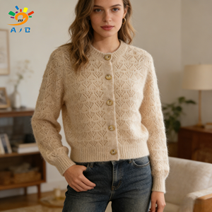 Suéter de <span class=keywords><strong>Lana</strong></span> Merino para <span class=keywords><strong>Mujer</strong></span>, Color Sólido, Tejido, Suave, Cálido, Transpirable, Informal, para Uso Diario, Otoño, con Botones, 2026 - Product Image 2