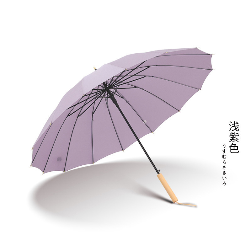 Light purple - straight wooden handle