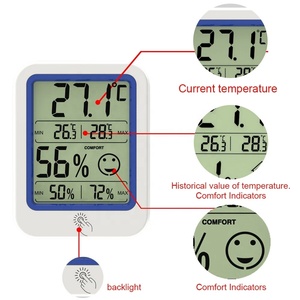 Termómetro Digital de medición de humedad y temperatura <span class=keywords><strong>para</strong></span> el hogar, higrómetro electrónico LCD con retroiluminación, estación meteorológica interior - Product Image 3