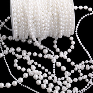 Collier de perles rouge vif 3mm 4mm 5mm 6mm 8mm 10mm Perles rondes en ABS pour décorations de plafond de mariage - Product Image 4