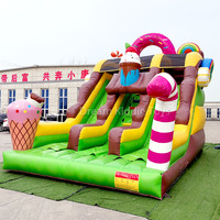 Structure gonflable commerciale d'extérieur en PVC avec toboggan, château gonflable en PVC avec toboggan, aire de jeux gonflable pour enfants