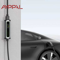 Chargeur EV portable AMPPAL jusqu'à 22 kW 16A Type 2 avec mise à niveau WiFi à distance, courant réglable, câble de 5 m, station de charge domestique