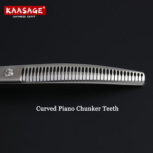 전문가용 7.5/8인치 피아노 이빨 커브드 청커 가위, 일본 440C 강아지 애견 미용 가위 텍스처 가위 - Product Image 4