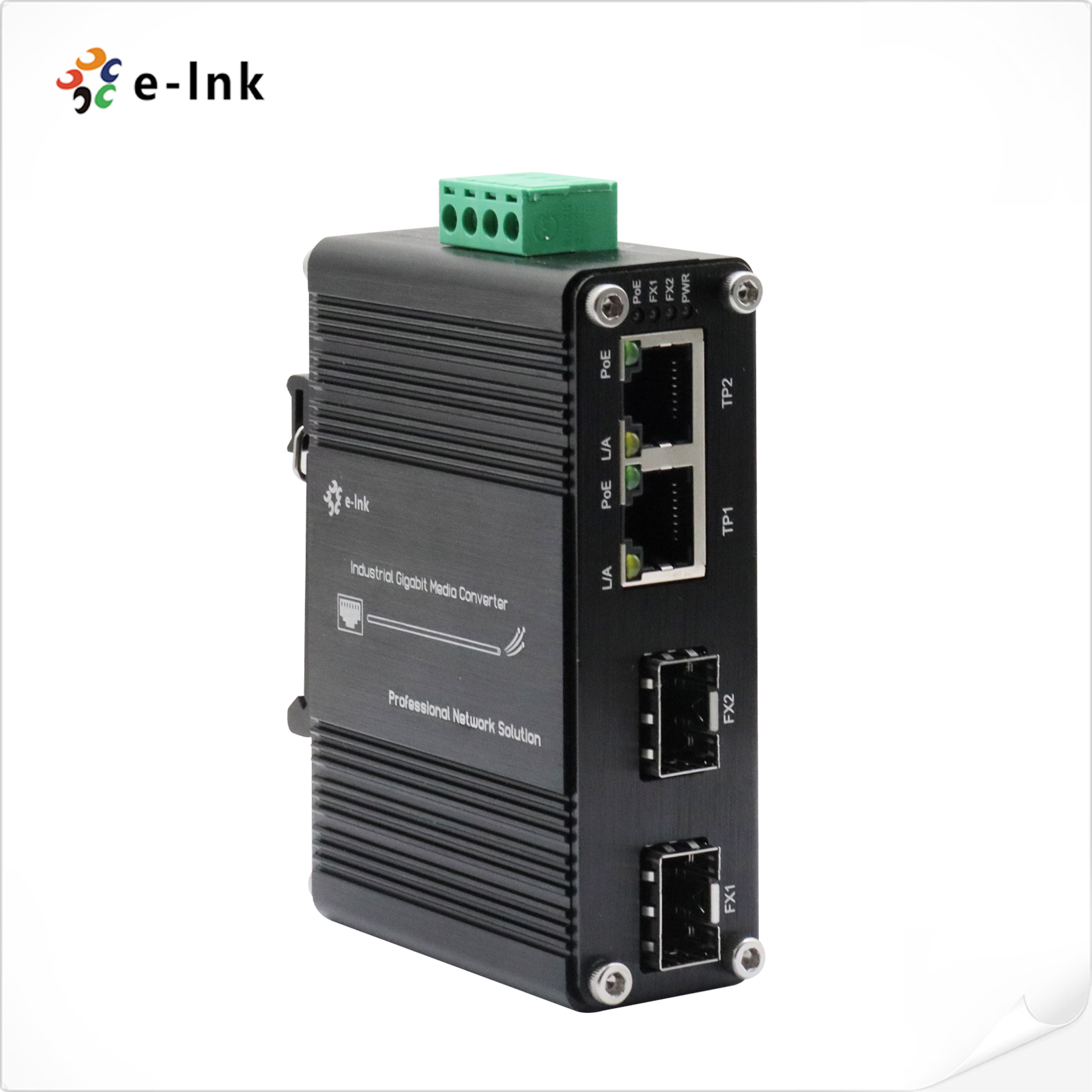 Industrial Multi-Gig to 10G SFP+ Media Converter 2.5G/5G/10G BASE-T RJ45 to 10GbE Fiber | with 802.3at PoE+ PD & DIN-Rail Mount