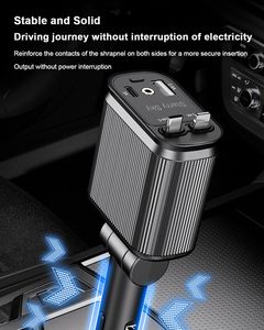 NOVISON ที่ชาร์จในรถยนต์แบบยืดหดได้อเนกประสงค์ ชาร์จเร็ว พอร์ต USB Type-C กำลังไฟ 69W แรงดันไฟฟ้าขาเข้า 12-24V ป้องกันการชาร์จเกิน ใช้ได้กับรถยนต์ทั่วไป - Product Image 5