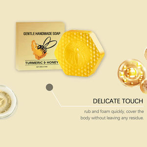 Jabón Artesanal de Cúrcuma y Miel para el Cuidado Facial, Blanqueador, Iluminador e Hidratante <span class=keywords><strong>Natural</strong></span>, Marca Blanca 2025 - Product Image 6