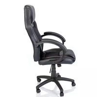 Nouvelle conception, chaise de jeu ergonomique pivotante inclinable en cuir synthétique noir à dossier haut avec cadre métallique