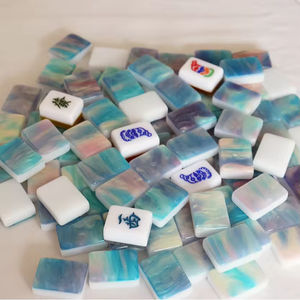 Ensemble de tuiles de mahjong américaines de luxe, thème plage, Côte Corallienne, 30 mm, 166 pièces, en acrylique marbré et nacre, 2, 3 ou 4 couches - Product Image 4