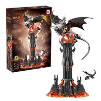 Set de Bloques de Construcción de Torre de Fantasía Oscura, Modelo de Castillo de Dragón con Ojos Luminosos, Juguete de Ensamblaje DIY, Regalo para Niños y Adultos Coleccionistas