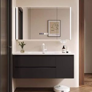 New modern smart bathroom cabinet combination bathroom washbasin cabinet wash basin integrated ceramic basin - Product Image 4