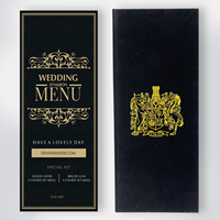 Cartes de menu de table de mariage personnalisées, simples et élégantes, en velours noir avec estampage doré, faites à la main pour les célébrations de fête