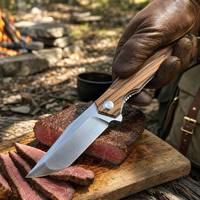 Couteaux de poche GT-TFM003, lame D2, manche en teck doré, couteau pliant d'extérieur, camping, chasse, survie, outils EDC