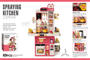 Jouets de cuisine pour enfants, maison de jeu de puzzle, <span class=keywords><strong>chef</strong></span> cuisinier, nourriture, 88 cm, jouets de cuisine, son, lumière, pulvérisation, table à manger, jouets, 69 pièces, dessin pour enfants - Product Image 2