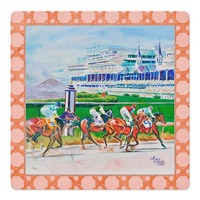 Tapis de Mahjong en Néoprène Thème Run for the Roses Antidérapant Silencieux Pliable pour Jeu de Mahjong Américain