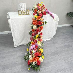 Offre Spéciale 2m fleurs rouges rangée coureur rouge orange <span class=keywords><strong>soie</strong></span> rose décoration de mariage populaire fleurs artificielles coureur - Product Image 2