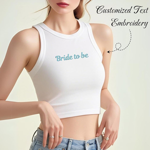 Canotta Personalizzata Casual Eco-Friendly da Sposa, Maglietta Ricamata da Donna per Rivelazione Fidanzamento, Regalo Addio al Nubilato - Product Image 1