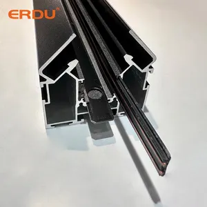 ERDU 4 Wire 1m 2m 3m Black Guide Magnet System Aluminium Lamp Lighting System Led Mount Power Magnetic Track Lights Rail