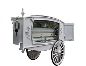 Transporte funerario moderno para ceremonias, carro fúnebre tirado por caballos blancos vintage - Product Image 5