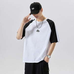 American <span class=keywords><strong>Raglan</strong></span> Herren Sommer T-Shirt Trendy Marke gedruckt Halb ärmel Hoch leistungs hals Top Casual Kurzarm Loose Fit Solid - Product Image 4