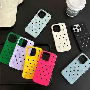 Casing karet silikon dekorasi DIY, sarung HP sepatu Croc Charm untuk iPhone 15 14 Plus 12 13 12 11 Pro max