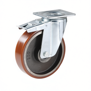 Roue pivotante avec noyau en fonte, support en acier galvanisé, série lourde avec frein - Product Image 2