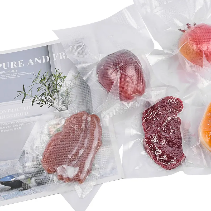 Sac d'emballage alimentaire sous vide pour steak personnalisé sac de scellage à chaud scellant frais sac de scellage sous vide comprimé à trois côtés