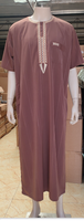 Qamis Homme Musulman Koshibo Saoudien Dubaï, Robe Arabe Kaftan, Vêtement Islamique Brodé Respirant à Manches Courtes pour Mosquée et Fêtes, Abaya